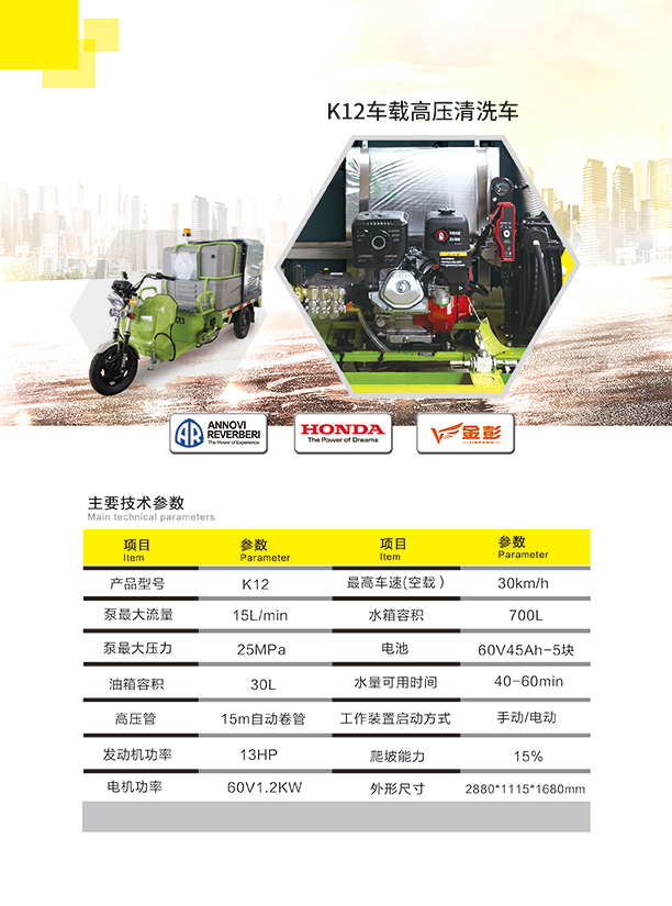新款K12车载伊州高压清洗车